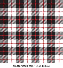 Colorful tartan pattern. Black, red and white plaid pattern for fabric and textile design.