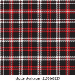 Patrón tartán colorido. Patrones de estrías negras, blancas y rojas para la tela y el diseño textil. 