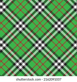 Colorful tartan pattern. Black, white, green and red plaid patterns for fabric and textile design. Christmas color pattern. 