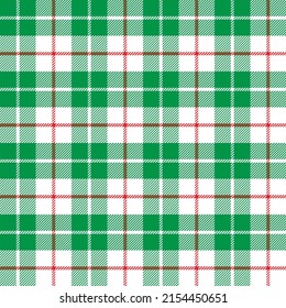 Colorful tartan pattern. Green, red and white plaid pattern for fabric and textile design.