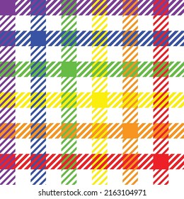 Colorful tartan pattern. LGBTQ+ color plaid patterns for fabric and textile design. 