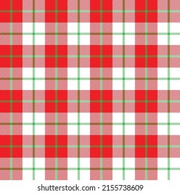 Colorful tartan pattern. Red and green plaid patterns on white background for fabric and textile design. Christmas color pattern. 