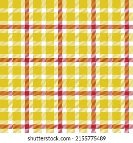 Colorful tartan pattern. Yellow, red and white plaid pattern for fabric and textile design.