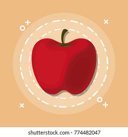 colorful tasty apple cartoon