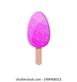 Colorful tasty ice cream in cartoon style isolated on white background. Flat icon ice cream.