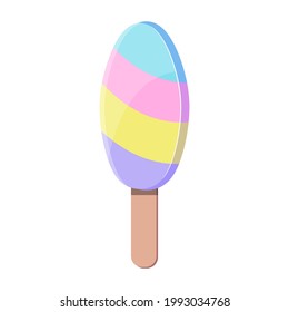 Colorful tasty ice cream in cartoon style isolated on white background. Flat icon ice cream.
