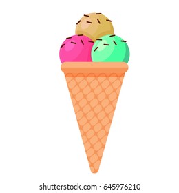 Colorful tasty ice cream. Flat icon. Good for menu design. Vector illustration