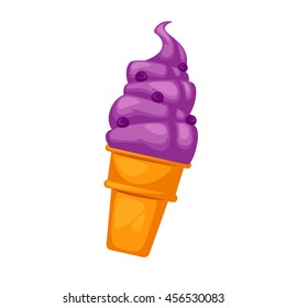 Colorful tasty ice cream. Isolated on white. Vector illustration.
