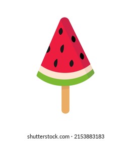 Colorful tasty isolated ice cream. Vector. Summer season fresh and beach food snack or cool down. Milk chocolate and vanilla with fruit or candy. Watermelon