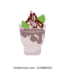 Colorful tasty isolated ice cream. Vector. Summer season fresh and beach food snack or cool down. Milk chocolate and vanilla with fruit or candy. Mint