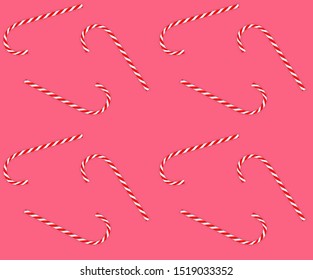 Colorful tasty sweet New Year red and white candy cane. Seamless pattern. Vector illustration. EPS10