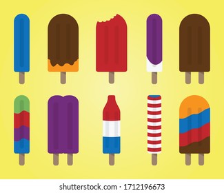 Colorful tasty yummy popsicles selection