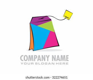 colorful tea bag logo image icon vector