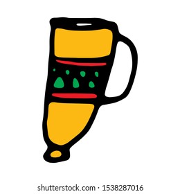 Colorful tea or coffee cup. Hand drawn icon for design.