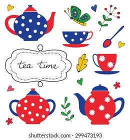 Colorful tea party set. Illustration in vector format