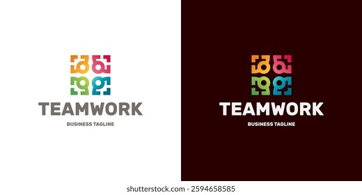 colorful team work logo vector