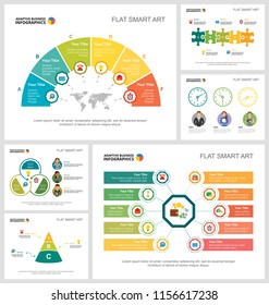 Colorful teamwork or finance concept infographic charts set. Business design elements for presentation slide templates. Can be used for annual report, advertising, flyer layout and banner design.