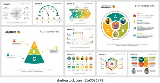 Colorful teamwork or finance concept infographic charts set. Business design elements for presentation slide templates. Can be used for financial report, workflow layout and brochure design.