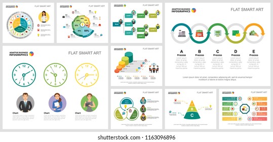 Colorful teamwork or finance concept infographic charts set. Business design elements for presentation slide templates. Can be used for annual report, advertising, flyer layout and banner design.