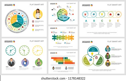 Colorful teamwork or finance concept infographic charts set. Business design elements for presentation slide templates. Can be used for annual report, advertising, flyer layout and banner design.