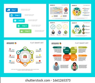 Colorful teamwork or finance concept infographic charts set. Business design elements for presentation slide templates. Can be used for financial report, workflow layout and brochure design.