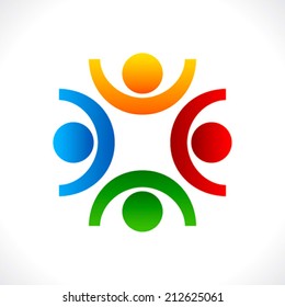 colorful teamwork icon concept vector