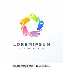 Colorful teamwork logo design ready to use