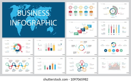 Colorful teamwork or marketing concept infographic charts set