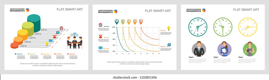 Colorful teamwork or planning concept infographic charts set. Business design elements for presentation slide templates. Can be used for financial report, workflow layout and brochure design.