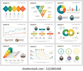 Colorful teamwork or planning concept infographic charts set. Business design elements for presentation slide templates. Can be used for financial report, workflow layout and brochure design.