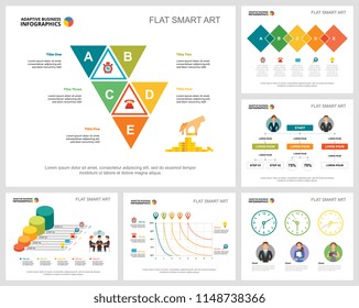 Colorful teamwork or planning concept infographic charts set. Business design elements for presentation slide templates. Can be used for financial report, workflow layout and brochure design.