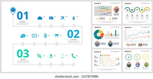 Colorful teamwork or planning concept infographic charts set. Business design elements for presentation slide templates. Can be used for financial report, workflow layout and brochure design.