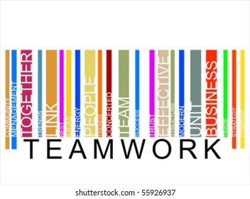 colorful  TEAMWORK text barcode, vector