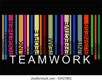 colorful  TEAMWORK text barcode, vector