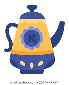 bule colorido com um design de flor azul, comemorando as ricas tradições do artesanato mexicano e patrimônio cultural, adicionando um toque de toque artístico à hora do chá