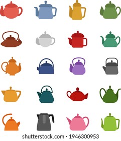 Colorful teapots, illustration, vector on a white background