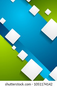 Colorful tech geometric abstract background with squares. Vector design