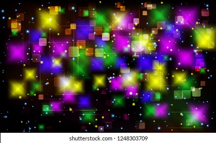 Colorful tech square abstract background. Vector illustration.
