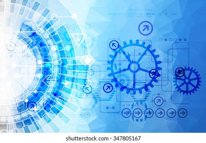 Colorful technology background. Digital geometric space, vector illustration