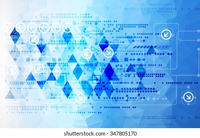 Colorful technology background. Digital geometric space, vector illustration