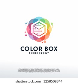 Colorful Technology Box logo vector, Digital Box logo designs template, design concept, logo, logotype element for template