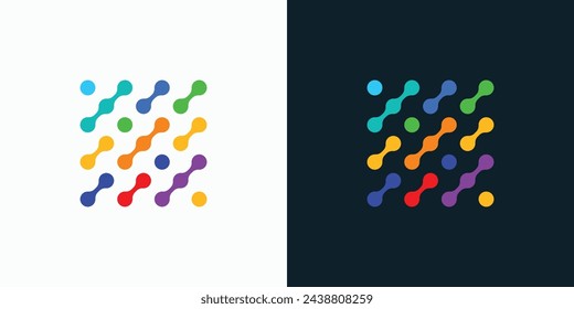 Colorful technology connection point shape vector logo design with modern, simple, clean and abstract style.