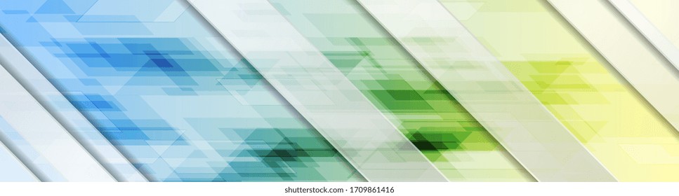 Fondo abstracto geométrico y colorido de la tecnología. Diseño de banderín web vectorial