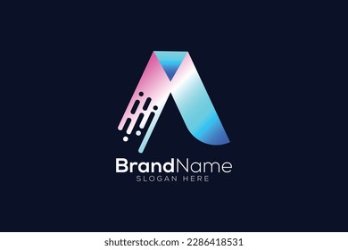 Colorful technology letter A abstract logo design template