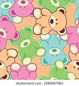 colorful teddy bear pattern background
