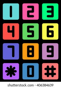 Colorful telephone number on black background