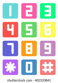 Colorful telephone numbers on white background