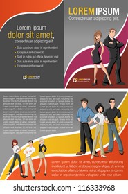 Colorful template for advertising brochure with business people