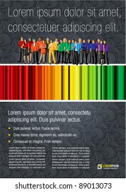 Colorful template for advertising brochure with rainbow colors people