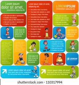 Colorful template for advertising brochure with teenager students
